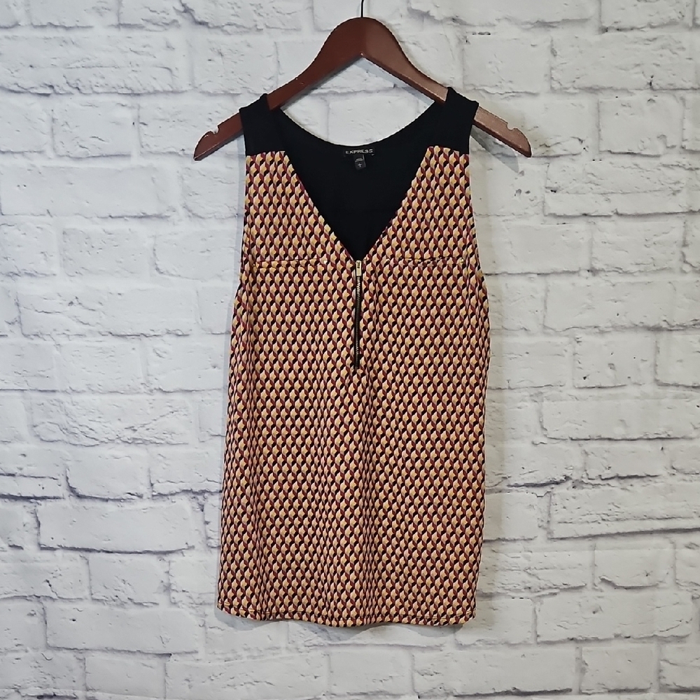 Express Black and Tan Patterned Tank Top